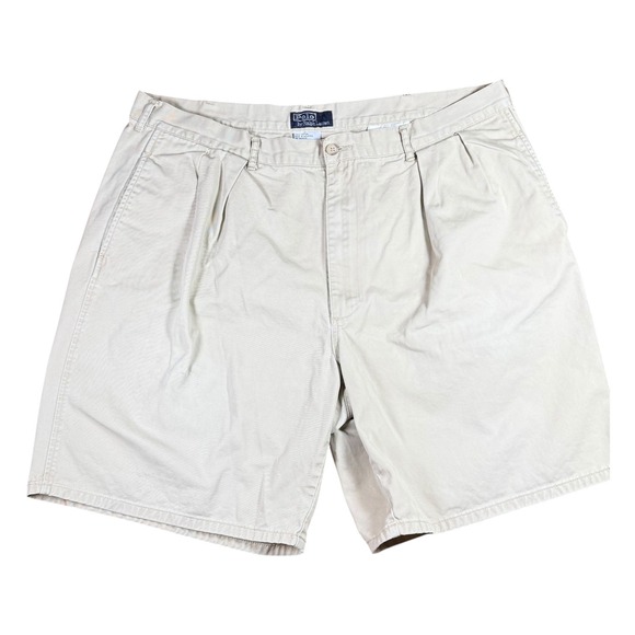 Polo Ralph Lauren Other - Polo Ralph Lauren Mens Pleated Chino Shorts Khaki Tan Cotton Size 42 Classic Fit